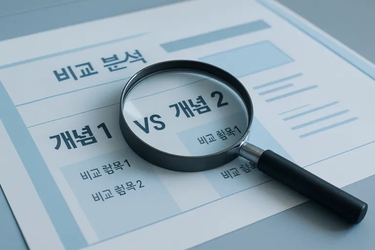 국민연금과 기초연금 차이, 둘 다 받을 수 있나요? (2025년 기준) 3 깔끔한 표 디자인 위에 돋보기가 올려져 있는 이미지
